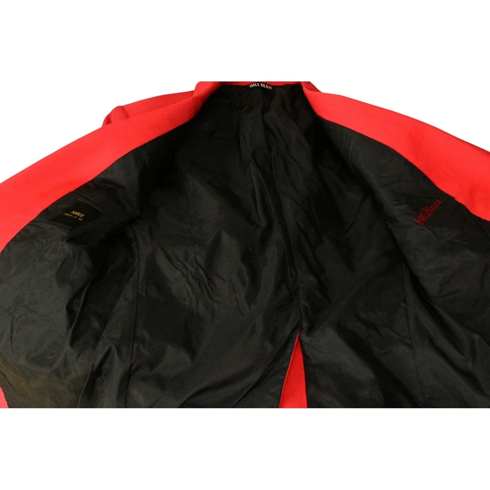 90s Vintage Bill Blass Red Blazer Mens 40R Shawl Lapel 1 Button Formal Jacket